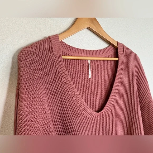 Free People Allure Ribbed V-Neck Crop Sweater XS NWOT 100% Cotton - Picture 3 of 13